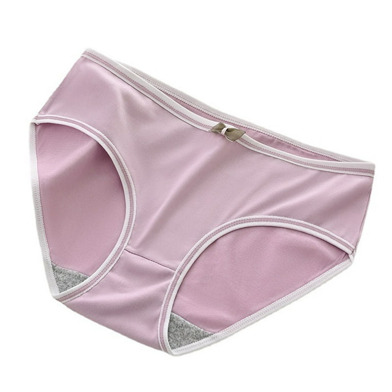 rygai Women Panties Contrast Color Mid Waist Bow Stretch Underwear