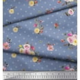 thumbnail image 3 of Soimoi Blue Crepe Silk Fabric Leaves,Small Circle & Floral Decor Fabric Printed BTY 42 Inch Wide, 3 of 3