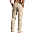 thumbnail image 5 of QNANSPI Mens Linen Pants, Breathable Pants for Men, Men's Solid Color Pants Drawstring Pocket Casual Style Comfortable Woven Long Pants, 5 of 6