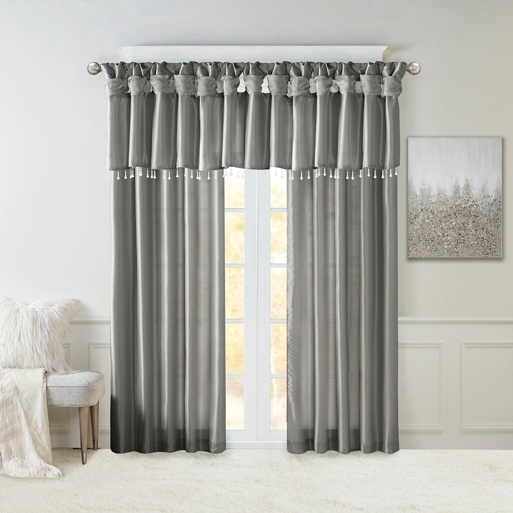 MAYEERTY 50x95" Twist Tab Lined Window Curtain Panel Charcoal