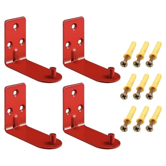 NUOLUX Fire Extinguisher Wall Hook Set, Red Metal, Easy Access and Durable 4Pcs