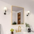 thumbnail image 2 of Niveal Aura 24in Wx30in H Rectangular Framed Wall Bathroom Vanity Mirror in Brushed Gold, 2 of 9
