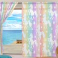 thumbnail image 3 of GZHJMY Cute White Unicorns On Rainbow Colorful Stripes Sheer Curtains Window Voile Panels Drapes Tulle Curtains, Semi Sheer Curtains 84 Inches Long for Living Room Bedroom, Set of 2 Home Decor, 3 of 4