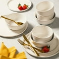 thumbnail image 2 of Gibson Elite James Street 16 Piece Stoneware Matte Reactive Double Bowl Dinnerware Set - Sea Salt White, 2 of 5