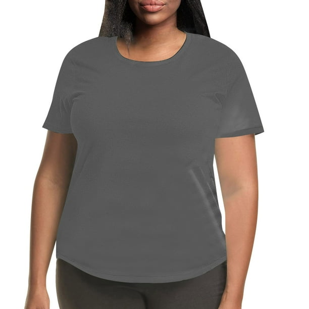 Camiseta de manga corta y cuello redondo de color liso para mujer, tallas grandes, cómoda y elegante, para uso diario, tallas S-XXXL
