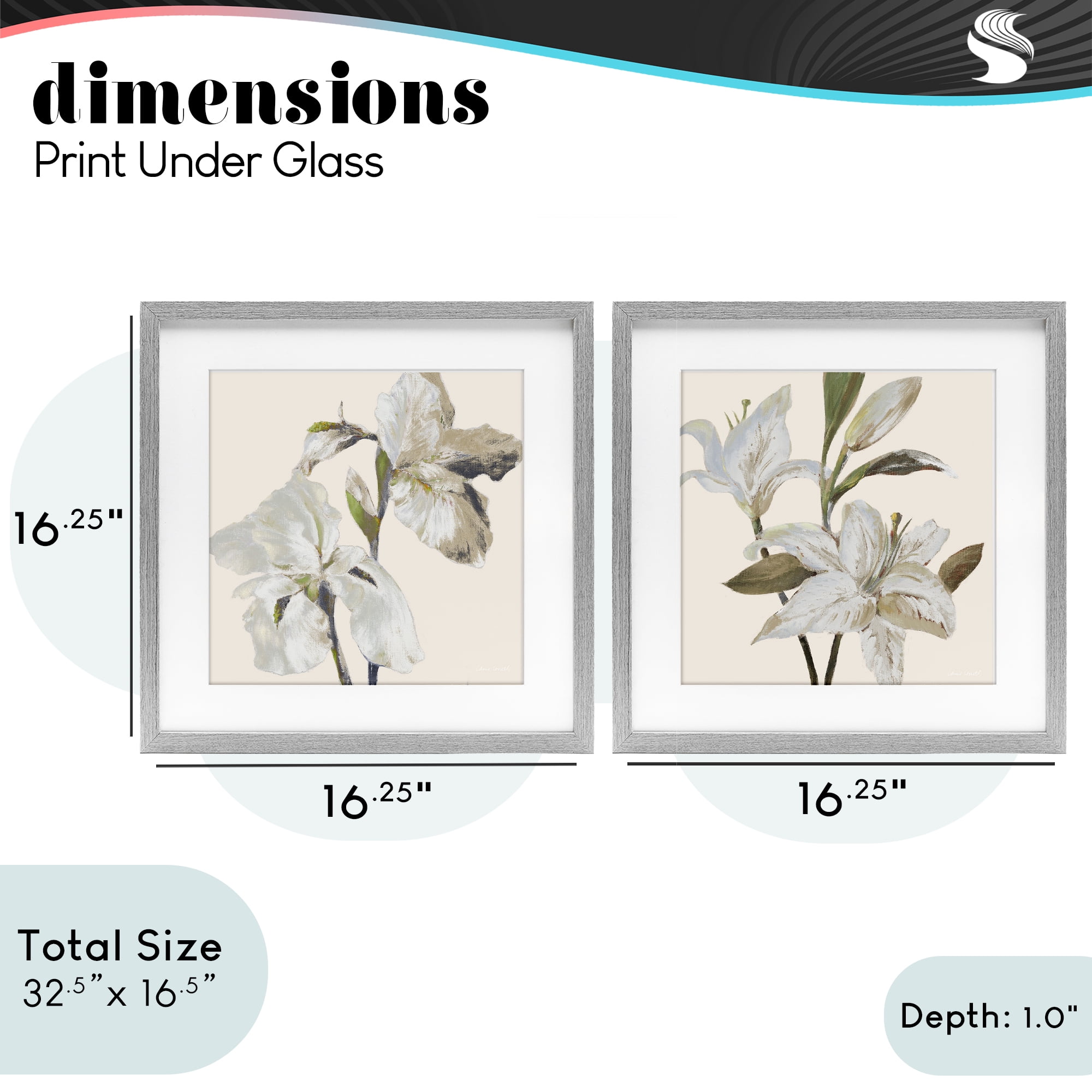 Stupell Industries Irises and Lilies Soft Beige 2 Piece Gray Framed Print Under Glass Set, design by Lanie Loreth