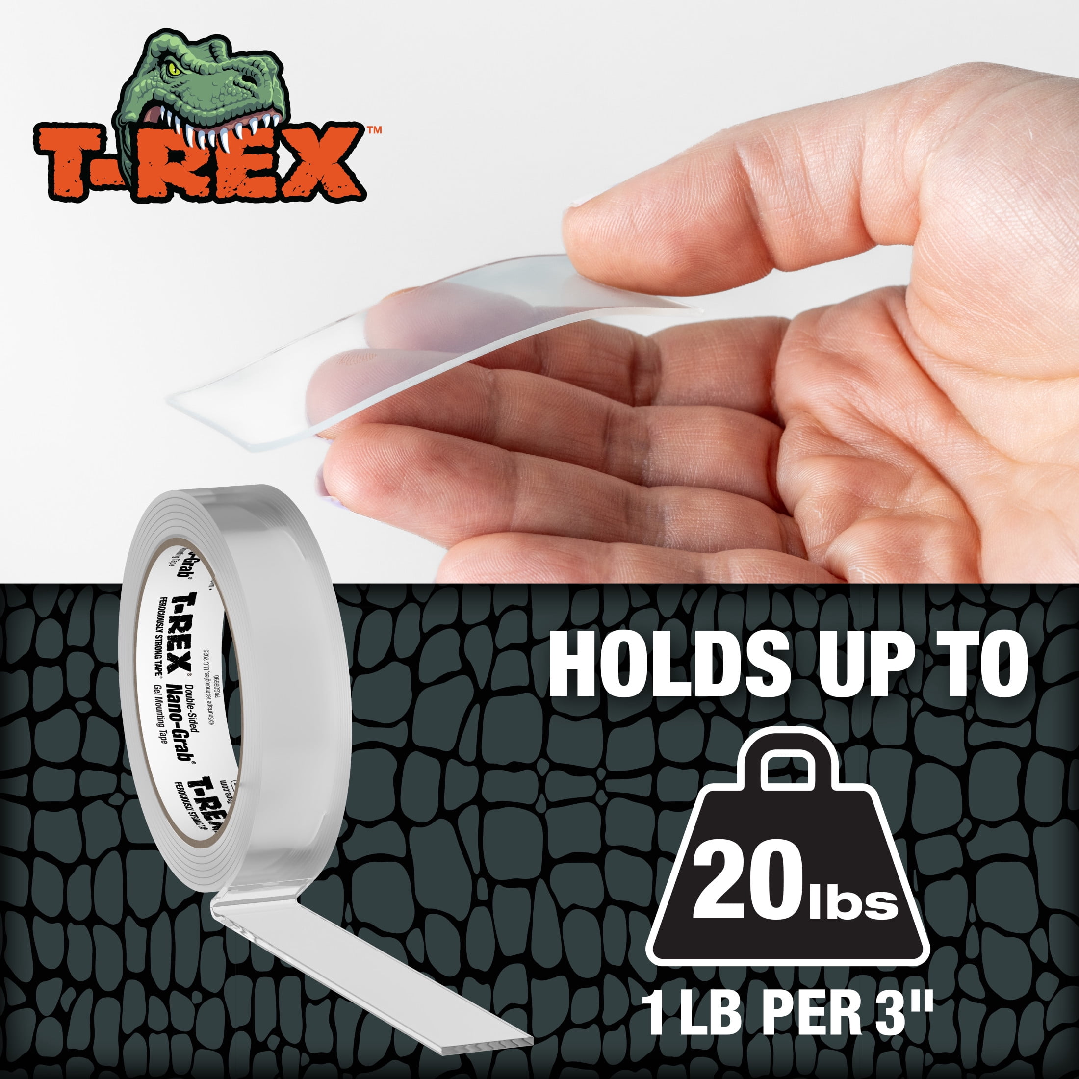 T-Rex .94 in. x 5 ft. Nano Grab Gel Mounting Tape, 1 Pack