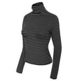 thumbnail image 3 of MixMatchy Women's Tight Fit Lightweight Solid/Stripe Long Sleeves Turtle Neck Top, 3 of 5