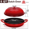 thumbnail image 2 of Cast Iron Bread Dutch Oven, 6 Qt Enameled Dutch Oven Pot for Sourdough Bread Baking, with Tall Dome Lid & Round Base Pan, Self-Basting & Even-Heating, Heavy-Duty & Non-stick, Red, 2 of 6
