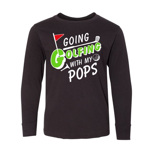 Inktastic Going Golfing with my Pops- kids golf Long Sleeve Youth T-Shirt