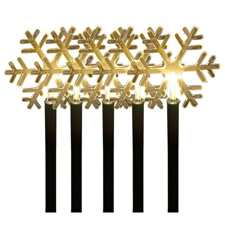 

Goxfaca Christmas Solar Garden Lights | 5pcs Christmas Star Snowflake Garden Lights with Stakes | LED Landscape Lawn Solar Lights for Patio Garden Backyard Garden Decoration