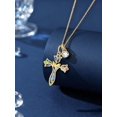 thumbnail image 3 of TANGPOET Cross Necklace for Women Tulip Flower Cross Pendant925 Sterling Silver April Birthstone Cross Necklace for Women, 3 of 5