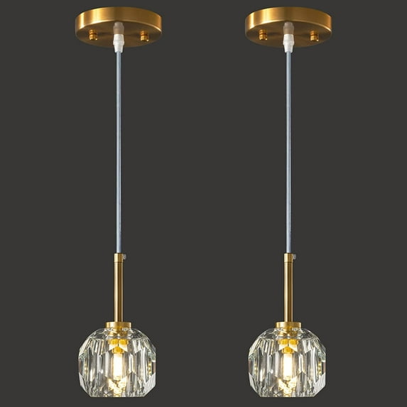 ZXNYH Mini Crystal Gold Pendant Lights Kitchen Island 3 Pack Pendant Light Fixtures Modern Adjustable Chandeliers Island Pendant Lights for Kitchen Dinning Room Bedroom