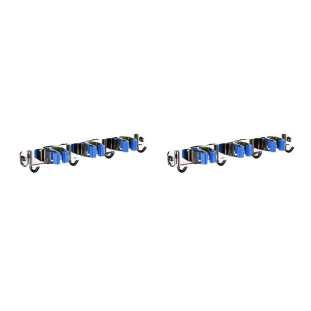 Inteprter Soporte para escoba con borde circular: seguro y confiable opciones de instalación son opcionales Acero inoxidable Es azul 3 clips y 4 azul 3 clips y 4 ganchos 2Conjunto