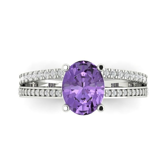 Clara Pucci 14K White Gold 2.32ct Alexandrite Solitaire with Accents Ring
