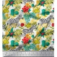 thumbnail image 1 of Soimoi Green Cotton Cambric Fabric Tropical Leaves & Wild Animal Print Fabric by The Yard 42 Inch Wide, 1 of 1
