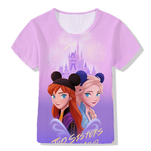 Camiseta de verano para niñas, camiseta de manga corta de dibujos animados de princesa fugitiva de Disney, Top bonito para niños, ropa para niñas 2-16140 Gao Jinjia LED