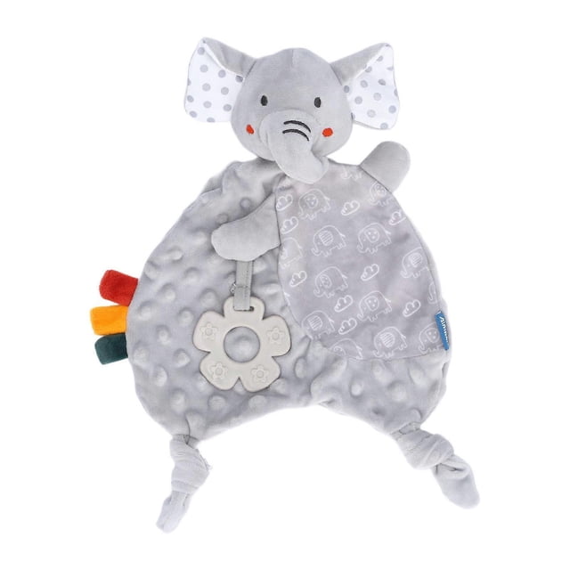 Baby Security Blanket Cute Stuffed Animal Soft Skin Friendly Biting Touch Training Infant Nursery Blanket for Infants Boy Girl Gray Elephant