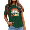 thumbnail image 2 of Hauts pour Femmes Imprimé Confortable et à la Mode Haut Coloré Manches Courtes T-Shirts pour Femmes Vert S, 2 of 4