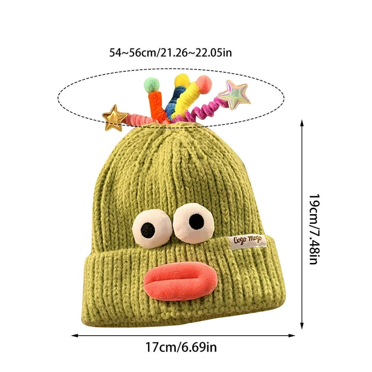 MGCWSH Funny Beanie Hat for Women, Glowing Monster Knitted