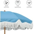 thumbnail image 5 of Boho Fringe Umbrella Outdoor Patio, 6.5ft UPF50+ Picnic Umbrella with Tassels with Steel Pole and Push Button Tilt, Blue, 5 of 14