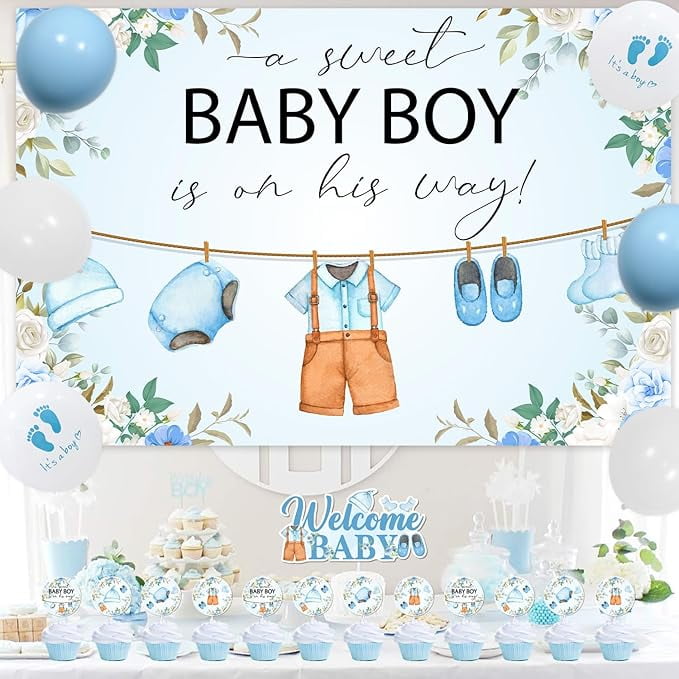 Het is een jongen of meisje banner roze blauw papi