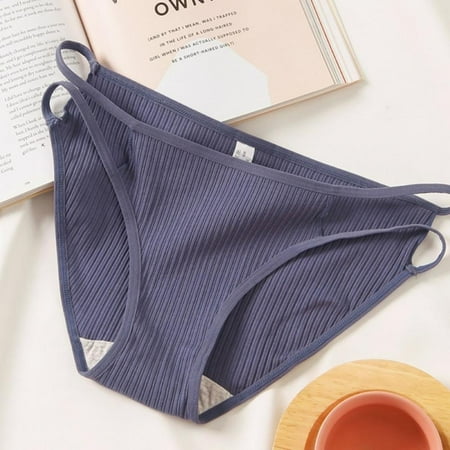 

Elaydool Women Panties Solid Color Seamless Mid Waist Briefs Fashion Antibacterial Cotton Panties for Women Dark Purple L