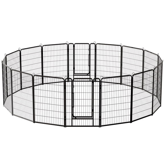 Vibrant Life Heavy Duty 16-Panel Metal Wire Playpen for Dogs, Black, 39"