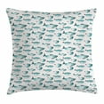 thumbnail image 1 of Apartment Decor Throw Pillow Cushion Cover, Cute Regular Different Sized Japanese Fish Patterns Ocean Marine Underwater Theme, Decorative Square Accent Pillow Case, 16 X 16 Inches, Teal, by Ambesonne, 1 of 2
