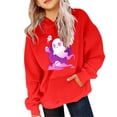 thumbnail image 4 of Zylarhe Halloween Sweatshirts for Kids Girls Winter Hoodies Warm Sweatshirts Pumpkin Print Outdoor Cozy Pullover Kids Red 13-14 Years, 4 of 4