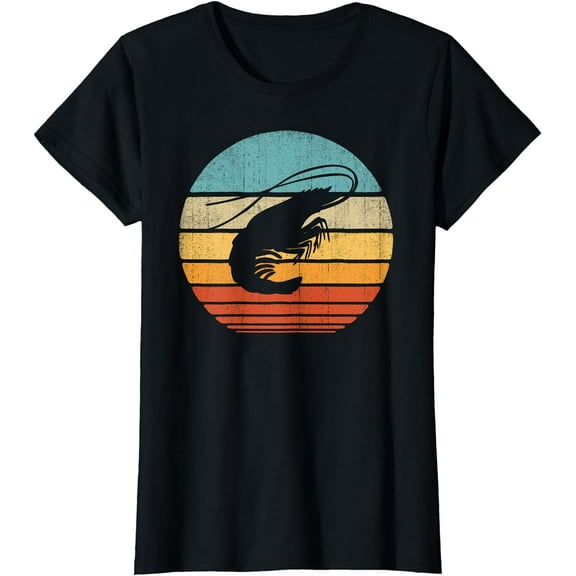 Shrimp Retro Vintage 60s 70s Sunset Sea Animal Seafood Lover T-Shirt