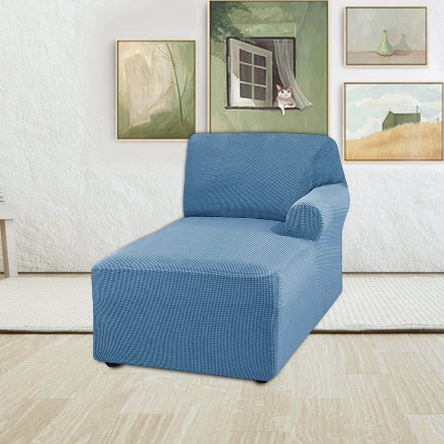 BH-JJSMGS Jacquard Chaise Lounge Cover,Modern Polar Fleece sectional Sofa slipcover,Stretch Left/Right Armchair Cover for loveseat L Shaped Sofa