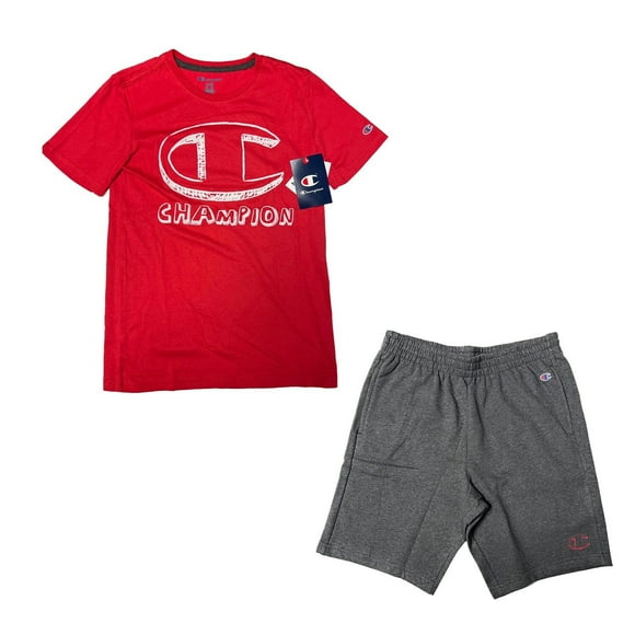 Champion T-Shirt Rouge Gris & Ensemble Court (S03)