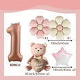 thumbnail image 2 of The heart-hold bear balloon set comes with sunflower and pink-white star balloons, suitable for birthday parties or anniversary decorations., 2 of 10