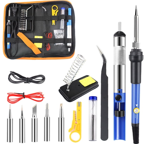 Kit de herramientas de soldadura de 60 W, temperatura ajustable con pinzas y soporte para soldador