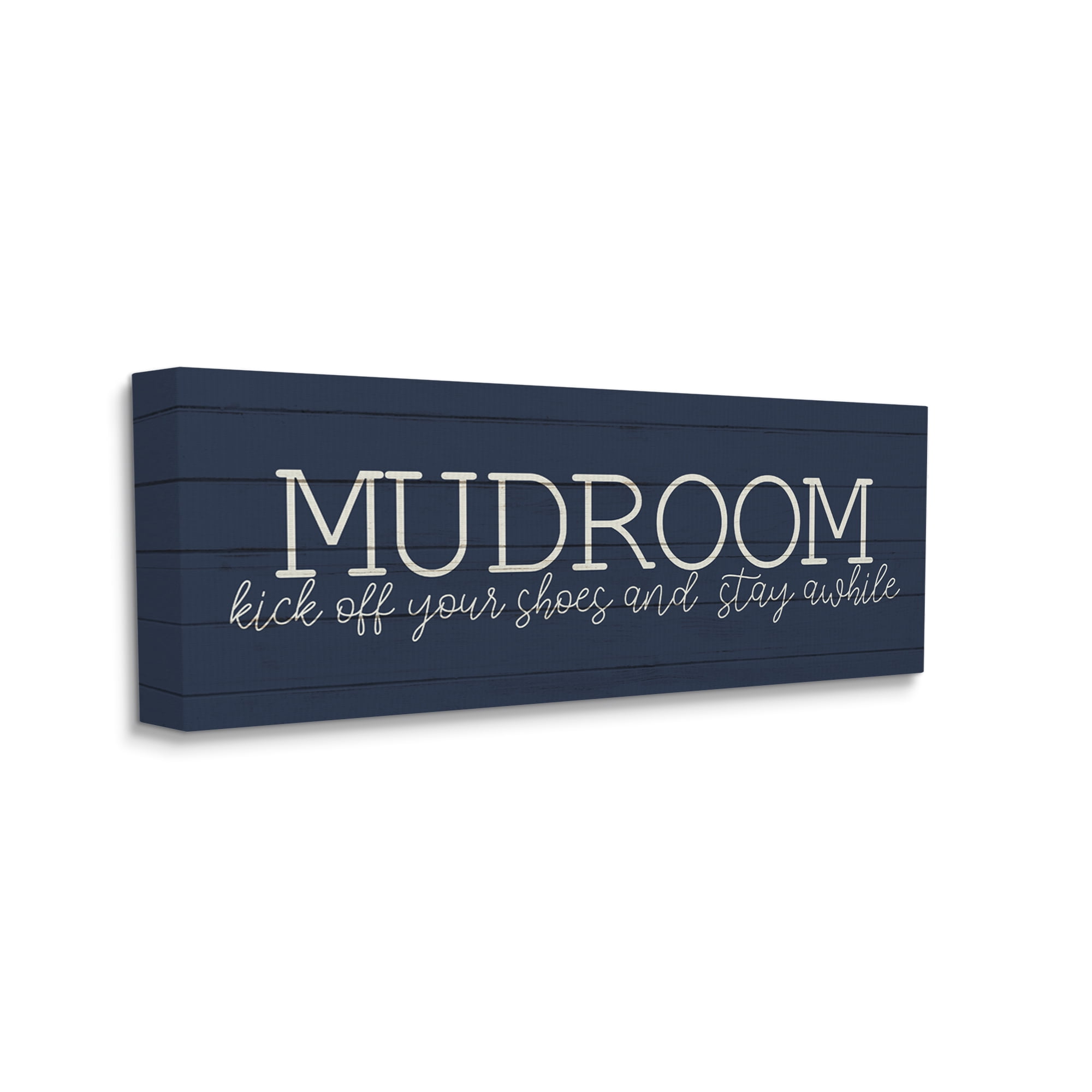 Stupell Industries Mudroom Kick Off Shoes Phrase Rustic Grain Pattern Canvas Wall Art, 30 x 13, Design by Kim Allen