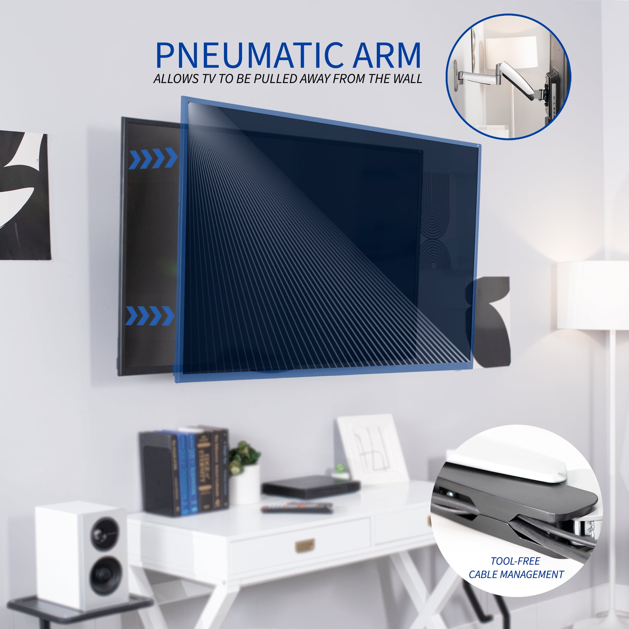 TV Height Adjustable Gas Spring Wall Mount for 26" to 55" LCD LED Plasma Screen