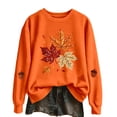 thumbnail image 3 of Womens Crew Neck Graphic Sweatshirts Trendy Maple Leaf Printed Long Sleeve Pullovers Causal Fall Loose Fit Tops Tshirts Orange XXL, 3 of 6