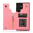 thumbnail image 3 of Compatible with Galaxy S23 Ultra Case Wallet with Card Holder,Embossed Butterfly Pattern PU Leather Double Magnetic Buttons Flip Shockproof Protective Cover for Samsung Galaxy S23 Ultra, Pink, 3 of 9