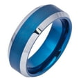 thumbnail image 2 of Men Women 8MM Comfort Fit Tungsten Carbide Wedding Band Beveled Edge Brushed Blue Tone Ring (7 to 15), 2 of 3