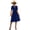 Dark Blue, variant on Women's Tied Notched Short Sleeve Dress with Tie Detail and Opaque Body for Everyday Wear 95% polyester 5% elastane