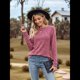 thumbnail image 4 of Blusas Elegantes e Informales de Larga para Mujer, Ropa Informal de Negocios, Suéteres Cálidos de Otoño. Rojo Vino XXL, 4 of 10