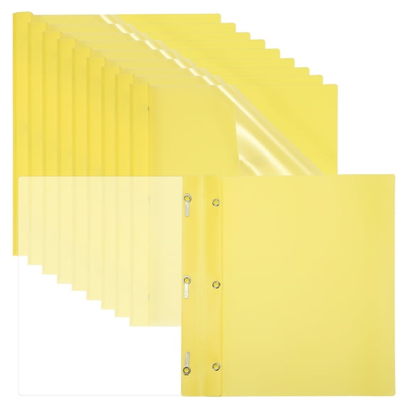 Plastic Report Covers with Prong, 10 Pcs 80 Sheet Capacity Clear Front Presentation Binders, Yellow