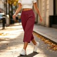 thumbnail image 6 of Endives Capri Pants for Women High Waist Stretchy Pull On Loose Walking Pants With Side Pockets Lightweight Straight Leg Crop Pants, 6 of 6