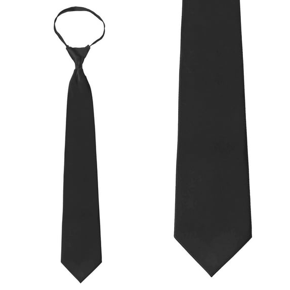 Solid Black Zipper Tie Mens Pre-Tied Necktie…