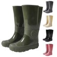 thumbnail image 3 of XIMIN Women’s Fashion Mid-Calf Rain Boots Slip-Resistant Outsoles Durable Flexible PVC Boots Outdoor Anti-Slip Waterproof Platform Height Increasing Heel Shoes, 3 of 5