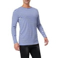 thumbnail image 4 of INSPIRE CHIC Men's Striped T-Shirt Long Sleeves Crew Neck Stripe Basic Tops M Blue, 4 of 6