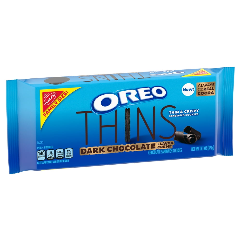 OREO Thins Dark Chocolate Flavored Creme Sandwich Cookies, Family Size