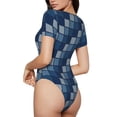 thumbnail image 2 of Kdxio Pixel Grid for Women's Short-Sleeved Onesie Stylish Round Neck Pajamas Bodysuit Jumpsuit Nightwear-Large, 2 of 7