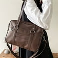 thumbnail image 3 of Bolso de hombro de PU informal japonés Minnieouse opción moderna y práctica para estudiantes bolso japonés Bolsas de mensajero y de hombro marrón oscuro, 3 of 6
